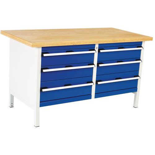 Bancada em faia Cubio, 6 gavetas, C1500mm – Bott