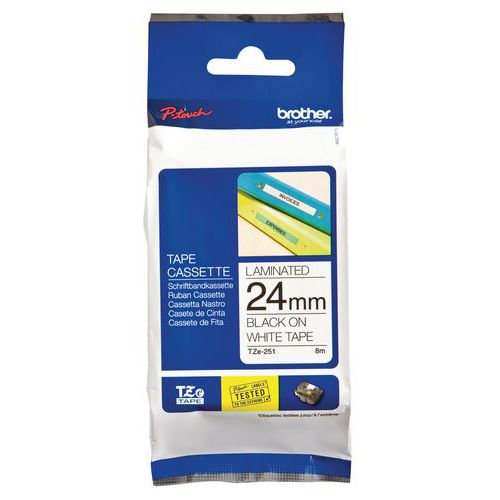 Cassetes de fita para máquina de etiquetar Brother - Largura 24 mm