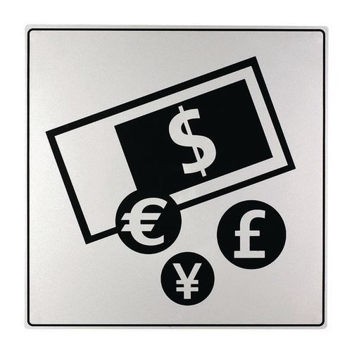 Pictograma em poliestireno ISO 7001 – Câmbio de moeda