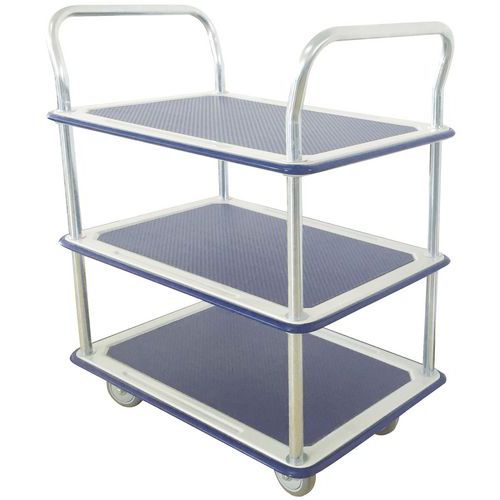 Carro com plataformas metálicas - 3 plataformas, capacidade de carga de 200 kg – Manutan Carro com plataformas metálicas - 3 plataformas, capacidade de carga de 200 kg – Manutan