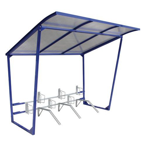 Abrigo para velocípedes com teto inclinado - Com suporte para velocípedes - Módulo de partida