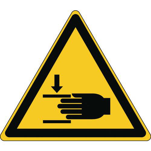 Painel de perigo triangular - esmagamento de mãos - rígido