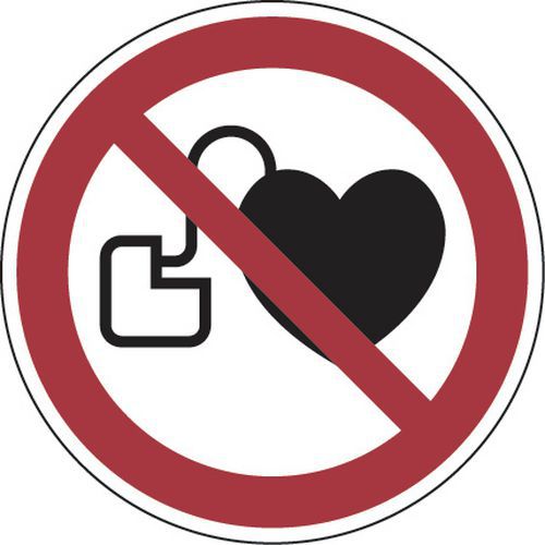 Painel de proibição – Proibido a portadores de estimulador cardíaco – autocolante
