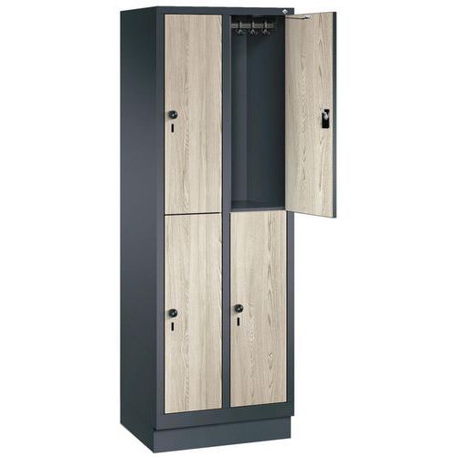 Cacifo de madeira com 4 a 8 compartimentos porta-cabides Évolo II – 2 a 4 colunas, largura de 300 mm – CP