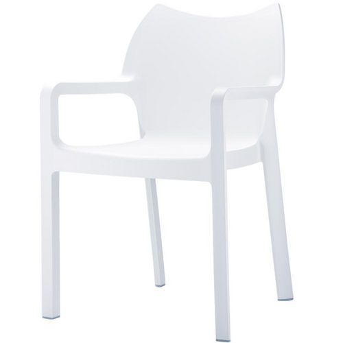 Cadeira empilhável DIVA com apoio para os braços – branca