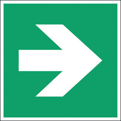 Painel de emergência e evacuação quadrado - Flecha de direção direita - Rígido