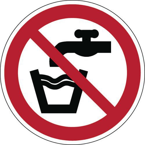 Painel de proibição redondo - Água não potável - Rígido