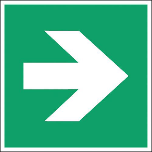 Painel de emergência e evacuação quadrado - Flecha de direção direita - Rígido