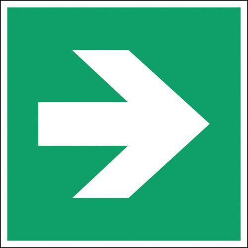 Painel de emergência e evacuação quadrado - Flecha de direção direita - Rígido