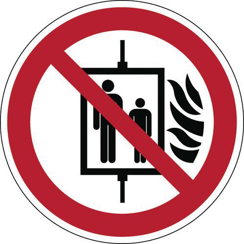 Painel de proibição – Não utilizar o elevador em caso de incêndio – rígido
