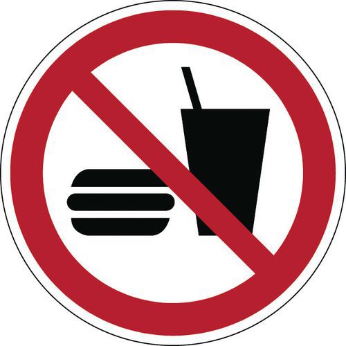 Painel de proibição – Não comer ou beber – rígido