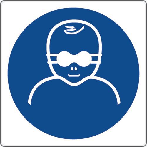 Painel de obrigação – Uso de óculos com lentes opacas para crianças – alumínio Painel de obrigação – Uso de óculos com lentes opacas para crianças – alumínio