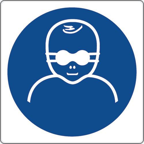 Painel de obrigação – Uso de óculos com lentes opacas para crianças – alumínio
