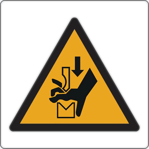 Painel de perigo – Esmagamento das mãos em prensa/travão – alumínio