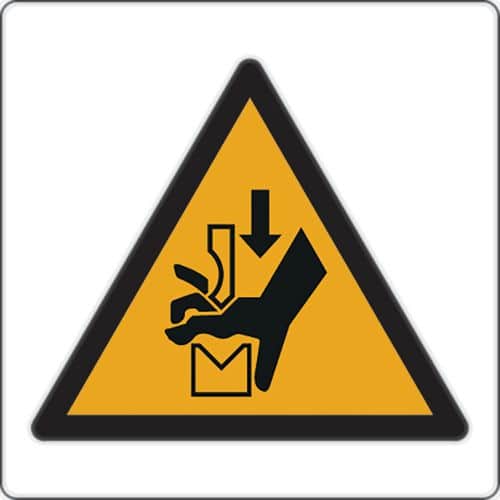 Painel de perigo – Esmagamento das mãos em prensa/travão – alumínio