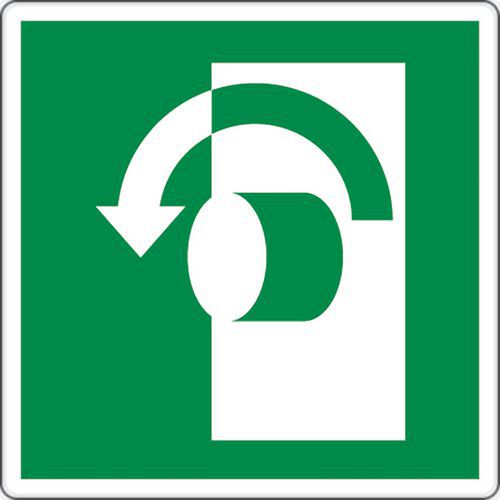 Painel de evacuação – Rodar sentido oposto dos ponteiros relógio – alumínio Painel de evacuação – Rodar sentido oposto dos ponteiros relógio – alumínio
