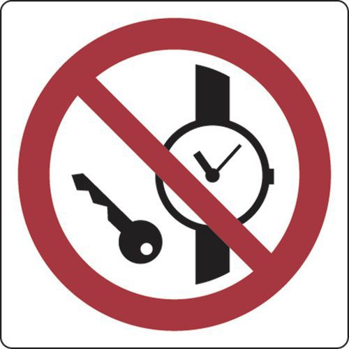 Painel de proibição – Objetos metálicos ou relógios – alumínio