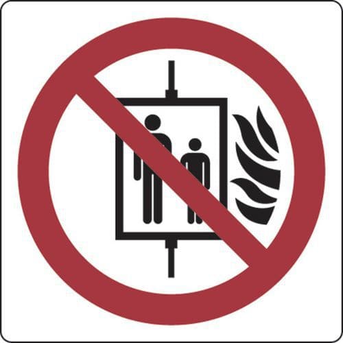 Painel de proibição – Proibido o uso do elevador em caso de incêndio – alumínio