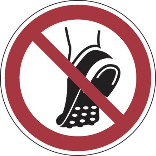 Painel de proibição – Proibido o uso de calçado com pitões – alumínio, REDONDO
