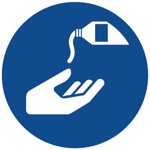 Painel de obrigação – Uso de creme de proteção – alumínio