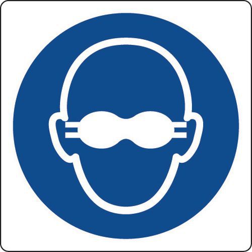 Painel de obrigação – Uso de óculos com lentes opacas – alumínio