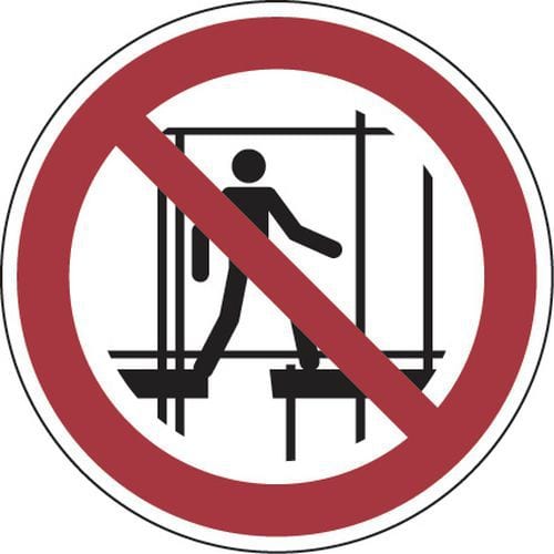 Painel de proibição – Proibido utilizar um andaime incompleto – alumínio, REDONDO