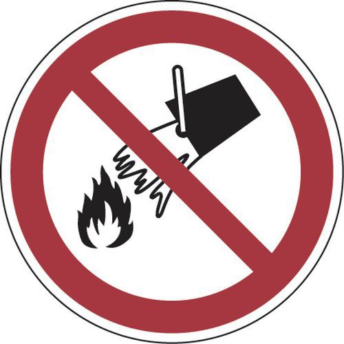 Painel de proibição – Proibido extinguir com água – alumínio, REDONDO