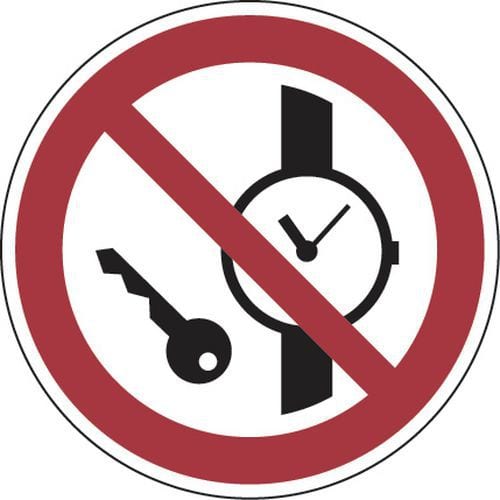 Painel de proibição – Proibido objetos metálicos – alumínio, REDONDO