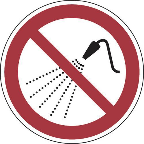 Painel de proibição – Não borrifar com água – alumínio, REDONDO