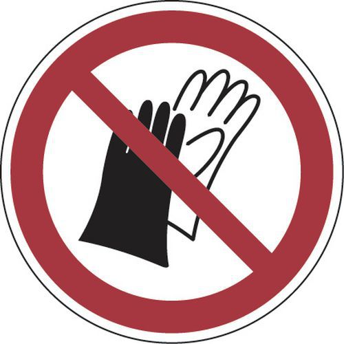 Painel de proibição – Não utilizar luvas – alumínio, REDONDO