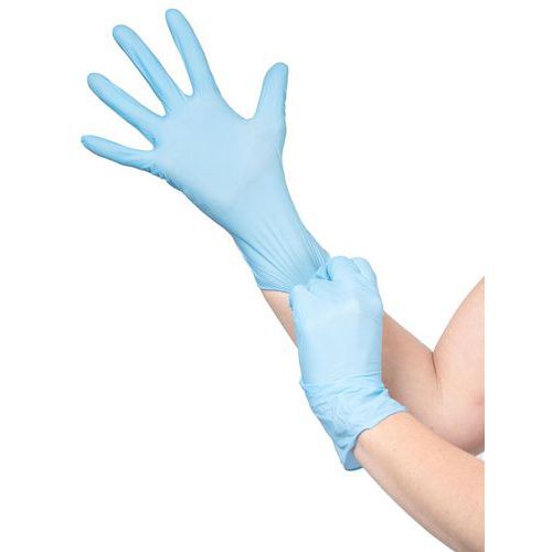 Luvas descartáveis 1131 em nitrilo sem pó, manga comprida – Weesafe Luvas descartáveis 1131 em nitrilo sem pó, manga comprida – Weesafe