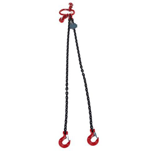 Linga de 2 secções com corrente e gancho com lingueta – capacidade de 1,6 T – Manutan Expert