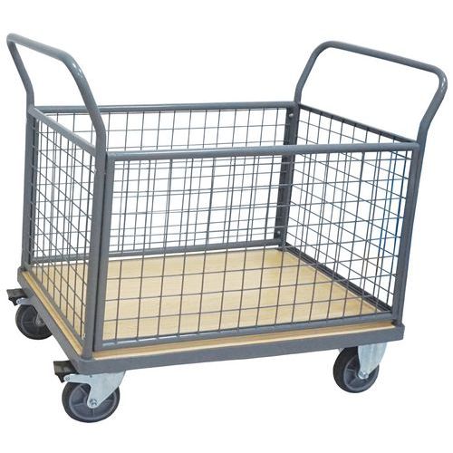 Carro com 4 paredes gradeadas – Capacidade: 500 kg – Manutan
