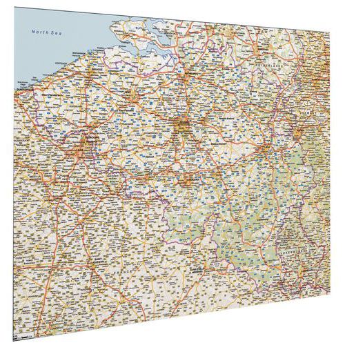 Mapa de estradas magnético da Bélgica e Luxemburgo 110 x 130 cm