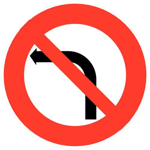 Painel de sinalização - B2a - Proibição de virar à esquerda