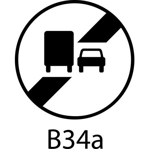 Painel de sinalização - B34a - Final da proibição de ultrapassagem para veículos pesados