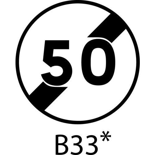 Painel de sinalização - B33 - Final da limitação de velocidade a indicar