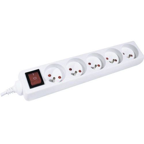 Bloco de tomadas com 5 tomadas e interruptor de 4,0 m, branca