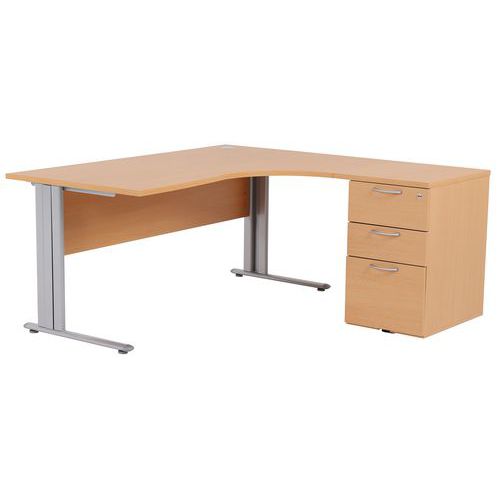 Secretária ergonómica com bloco-gavetas - Faia - Manutan Expert Secretária ergonómica com bloco-gavetas - Faia - Manutan Expert