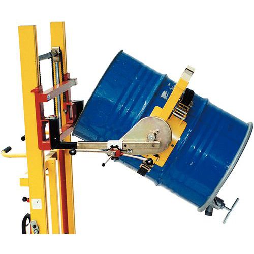 Basculador de bidões para empilhador - Capacidade de carga de 300 e 600 kg Basculador de bidões para empilhador - Capacidade de carga de 300 e 600 kg