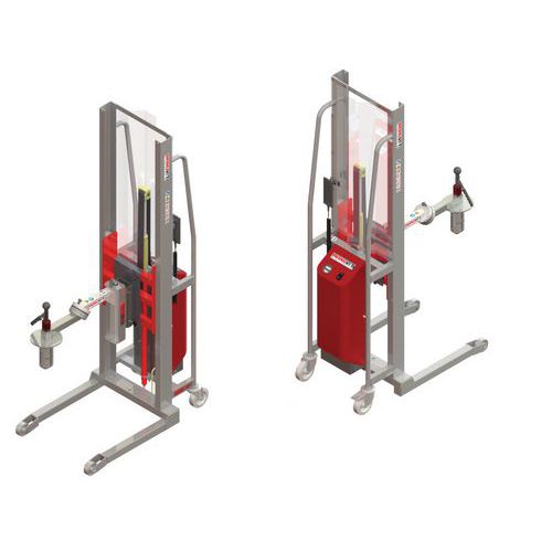 Empilhador GR semielétrico com virador de rolos – capacidade de 300 kg Empilhador GR semielétrico com virador de rolos – capacidade de 300 kg