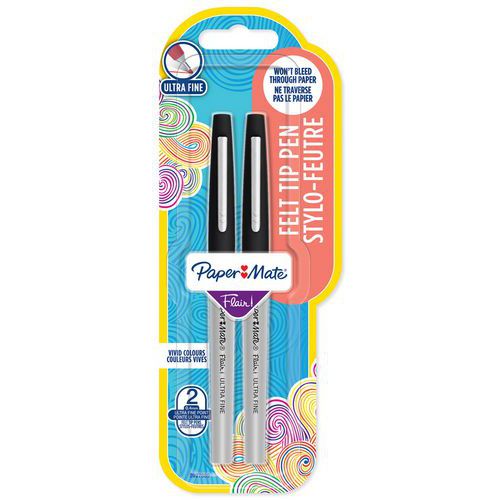 Conjunto de 2 canetas de feltro Flair™ Ultra Fine, tinta preta – Paper Mate®