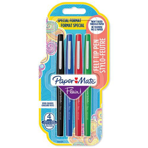Caixa de 4 canetas de feltro Flair® – sortido clássico – Paper Mate®