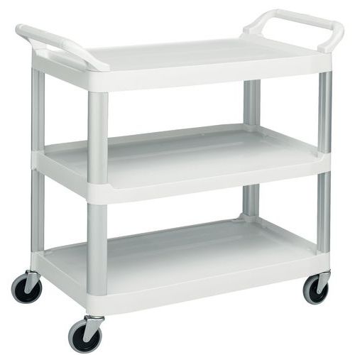 Carro plat. plástico, 3 plat. – Capacidade: 135 kg – Rubbermaid