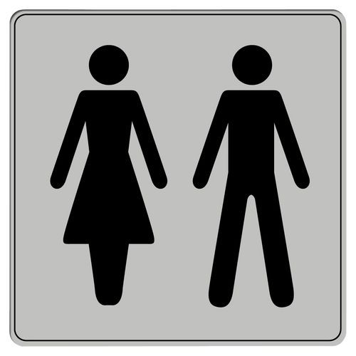 Pictograma em poliestireno ISO 7001 – Sanitários para homens/senhoras