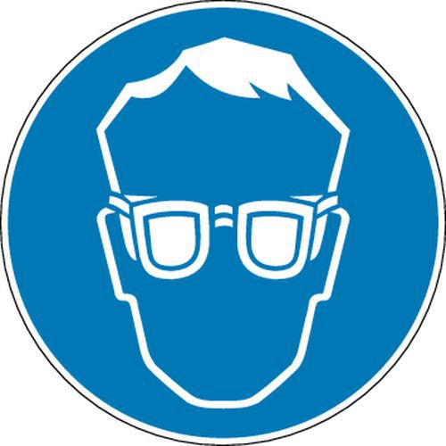 Painel de obrigação - Uso de óculos de segurança obrigatório - Rígido Painel de obrigação - Uso de óculos de segurança obrigatório - Rígido