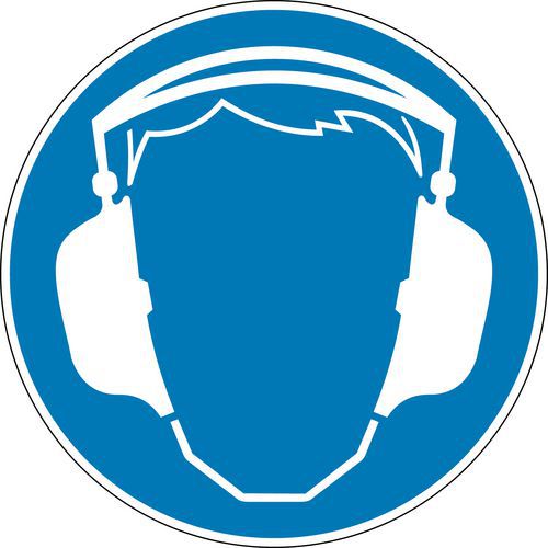 Painel de obrigação - Uso de proteção acústica obrigatório - Rígido Painel de obrigação - Uso de proteção acústica obrigatório - Rígido
