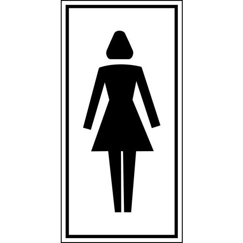 Pictograma de sinalização preto e branco – autocolante – senhoras