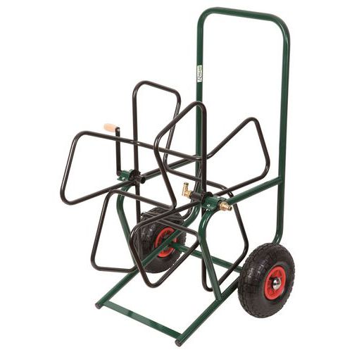 Desenrolador de mangueira de rega em metal com rodas insufláveis - A equipar