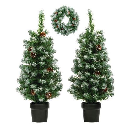 Árvore de Natal artificial com luzes e coroa Norton – Conjunto de 2